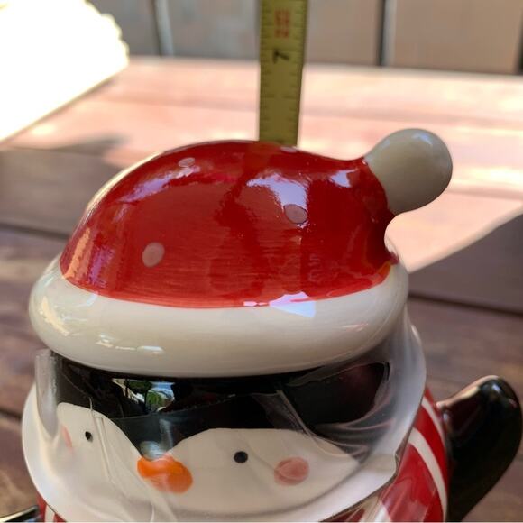 Hand Painted Penguin Christmas Candy Jar - Picture 2 of 5